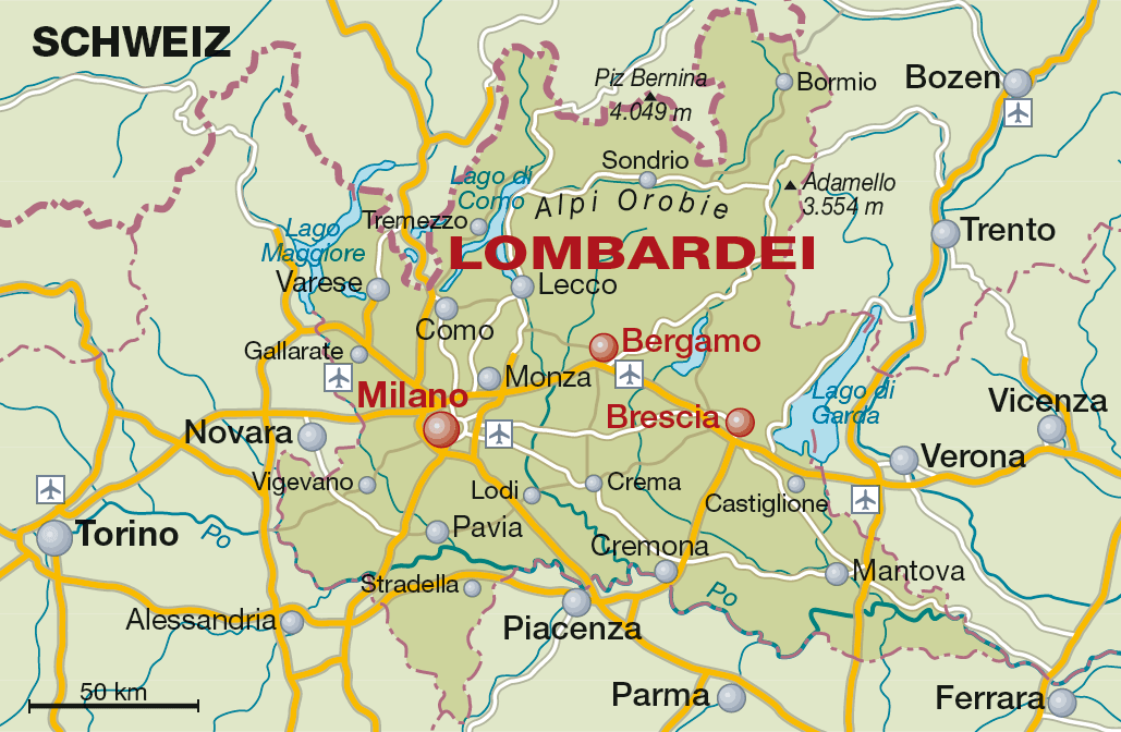 Lombardei: Weinanbaugebiet / Weinregion in Italien