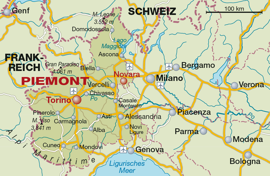 Piemont: Weinanbaugebiet / Weinregion in Italien